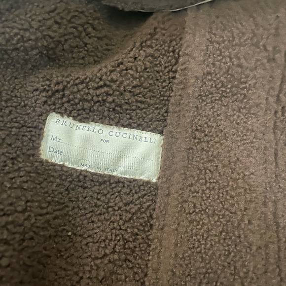Brunello Cucinelli Mens Shearling Leather Brown Jacket Sz M - Picture 10 of 12